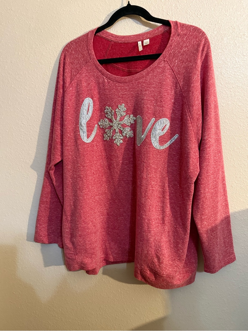 EST. 1946 Cozy Red Heathered  'Love' Snowflake Women’s Sweater 18/20
